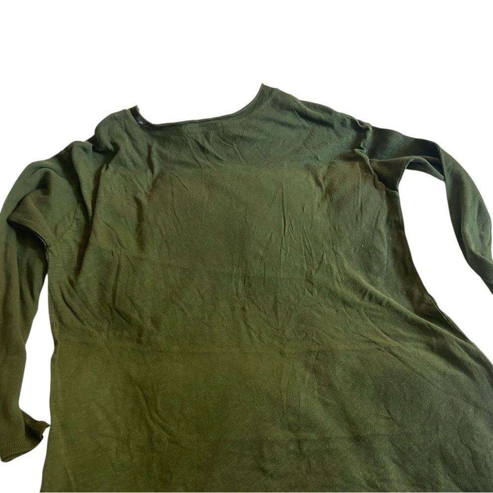 New Anthropologie Paula Asymmetrical Seamed Good Luck Tee Size Small Green - Picture 2 of 6